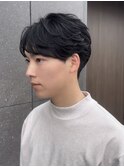 センターパート短髪ツーブロックモテる束感モテ髪イケメン黒髪