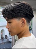 センターパートニュアンスパーマ曲がる縮毛矯正