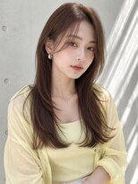 ノア 三宮店(NOA)&nbsp;【NOA】前髪長めレイヤーロング×ブラウンベージュ｜韓国ヘア