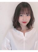 オリーブグリーン×ボブ