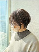大人可愛い20代30代40代黒髪前下がりショートボブ丸みショート◎