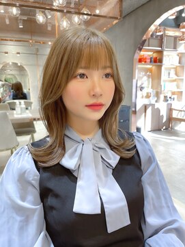 ロンド エスポワール 錦糸町(Lond espoir) 黒髪レイヤーロンググレーベージュ前髪パーマ【韓国ヘア鈴木颯】