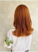 オレンジカラー×ブリーチなし×ミディアム