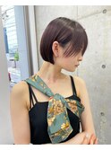 韓国顔まわりレイヤーカットグレージュオリーブベージュブラウン
