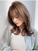 ホワイトブロンド外ハネボブワイドバングセミディ#348f0412