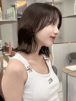 ロンドガーネット 池袋(Lond garnet)&nbsp;ミニウルフチェリーブラウンブリーチなしショートボブ前髪/池袋