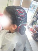 編み込みリボンヘアセット