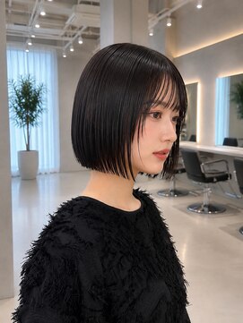 フォト 新宿三丁目(foto) 地毛風縮毛矯正韓国風顔まわりレイヤー小顔ボブ切りっぱなしボブ
