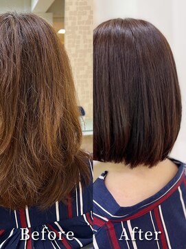 アークスヘアー 大人可愛いストレートアッシュベージュ髪質改善艶感カラー