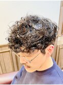 韓国マッシュ/ダークアッシュ/ニュアンスパーマ/スペインカール