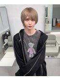 マッシュ/ウルフ/ホワイトブロンド/ミルクティー/メンズ/