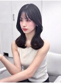 黒髪ボブルフネビージュ小顔ワンレン顔まわり韓国レイヤーカット