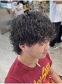大分メンズマッシュウルフ強め波巻きスパイラルパーマ