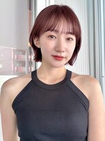 ガーデンヨコハマエスト(GARDEN YOKOHAMA est)&nbsp;切りっぱなしボブ ラウンドバング ブリーチなし ローズブラウン