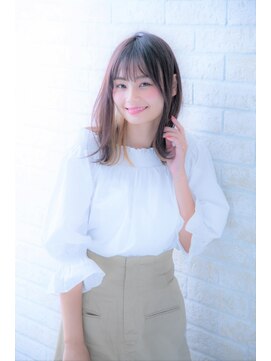 ヘアーアートシフォン 池袋西口店(Hair art chiffon) ミニマムボブモードジグザグバング3Dカラーノットヘアブルージュ