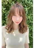 フェザーバング外国人風セミロング流しバングことりベージュ