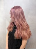くすみピンクゆるふわヘアー
