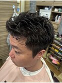 ビジネス◎好印象ツイストパーマショート×ツーブロック