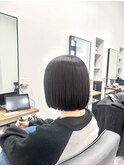 パツっとボブ/切りっぱなしボブ/ミニボブ/黒髪/スクールカット