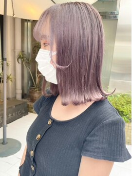 ヘアーメイクオズ(hair make O/S) ラベンダーベージュに切りっぱなしボブ