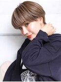 大人可愛い小顔美髪ツヤ髪くすみブラウンマッシュショートA2