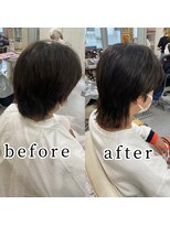 ヘアー アレス(hair ales)&nbsp;メンズウルフエクステ　メンズウルフ　before after