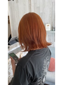ラグーン(LAGOON) オレンジダブルカラー外国人風前髪カットインナーカラー韓国