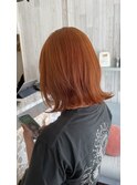 オレンジダブルカラー外国人風前髪カットインナーカラー韓国