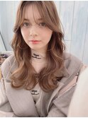 韓国ベージュブラウン大人ヘルシーウェーブロングレイヤーカット