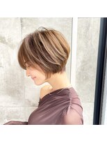 大人可愛い/くびれショートボブ/ベージュカラー/20代30代40代iba