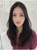 ハイライトカラーミルクティーベージュレイヤーカット