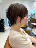 大人ショートボブ丸みショートカットマッシュショート前髪あり