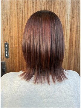 オレンジブラウン×縮毛矯正