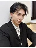 外国人風メンズカットパーマハイライトセンターパートt1212