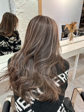 ブレンド 渋谷(BLend) ハイライトカラーくびれヘアアプリコットオレンジ