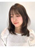 大人ボブレイヤーミディアムウルフ清澄白河顔周りレイヤー