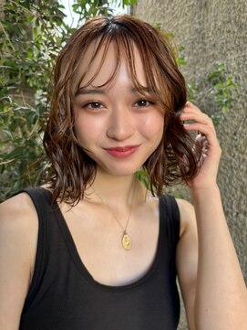メゾンアクア 表参道(Maison ACQUA) +ウェーブミディアム似合わせカットメルティーカラーボブパーマ
