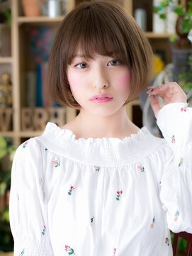 カバーヘア ブリス 川口(COVER HAIR bliss) アッシュブラウン斜めバング韓国風ミニボブh4川口20代30代40代