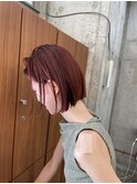 レッドオレンジ/オレンジ/ボブ/切りっぱなし