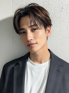 カットもパーマもイケメンパラダイス Men's天王寺 Men'sニュアンスセンターパート束感ヘア