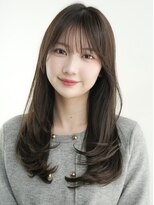 エインアンリー 明治神宮前(AIN.ANLY.) ☆ミディアムレイヤーカットダークアッシュ大人ガーリー韓国ヘア