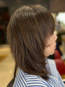 ヘアークリアー 春日部 ミセス 顔まわりレイヤー ハッシュカット ダークブラウン