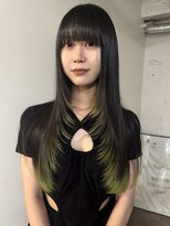 イェン(Yen.) ネオングリーンカラー裾カラーデザインカラーレイヤーカット