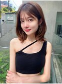 艶髪シルクウェーブとシースルーバングで抜け感ミディアム