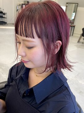 ヘアーアンドスペース セブンブリッジ(HAIR&SPACE 7Bridge) 菊地大　ミニボブ × フルバング × ハイライト × カラー