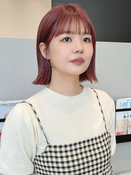 ケーツー あべのキューズモ－ル店(K-two) カシスピンクカラー*ブリーチ*後れ毛カット*大人カジュアルボブ