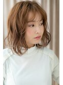 オレンジベージュフレンチカジュアルボブパーマY戸頭20代30代