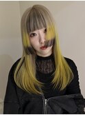 ベージュ×イエロー×ブラックのデザインカラー(ブリーチ2回～)