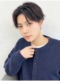 毛流れハンサムショートセンターパートメンズ黒髪爽やか