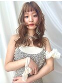顔まわりポイントエクステワイドバング波巻きレイヤーカット